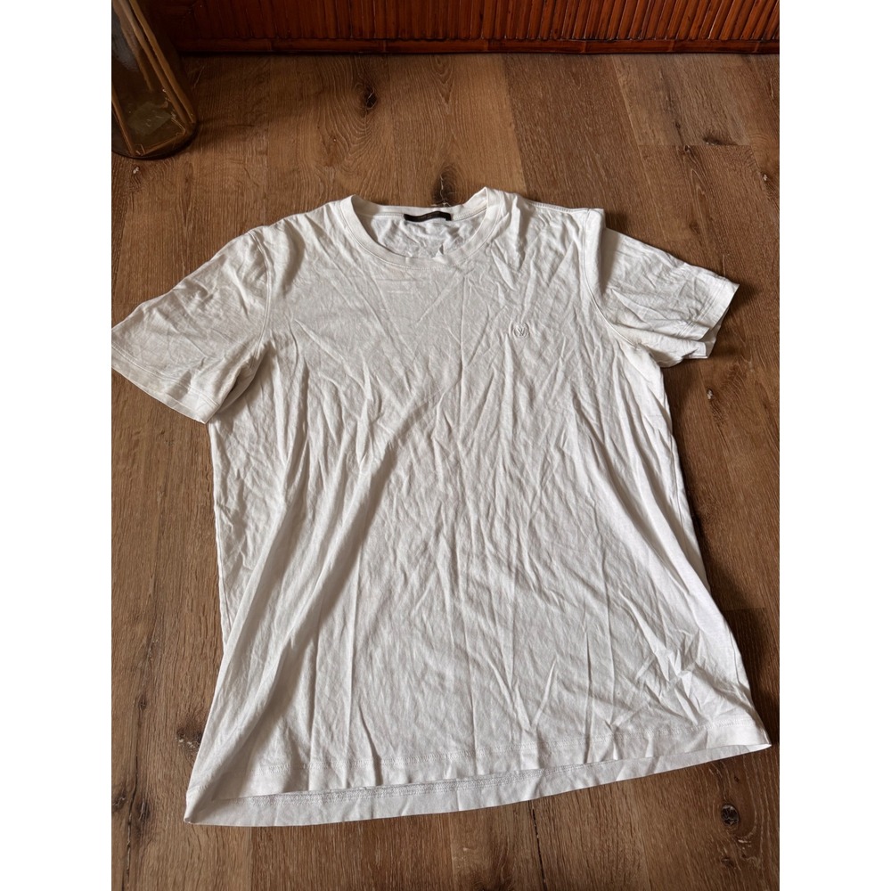 Louis Vuitton Mens White Cotton Embroidered LV Logo T-Shirt XXL